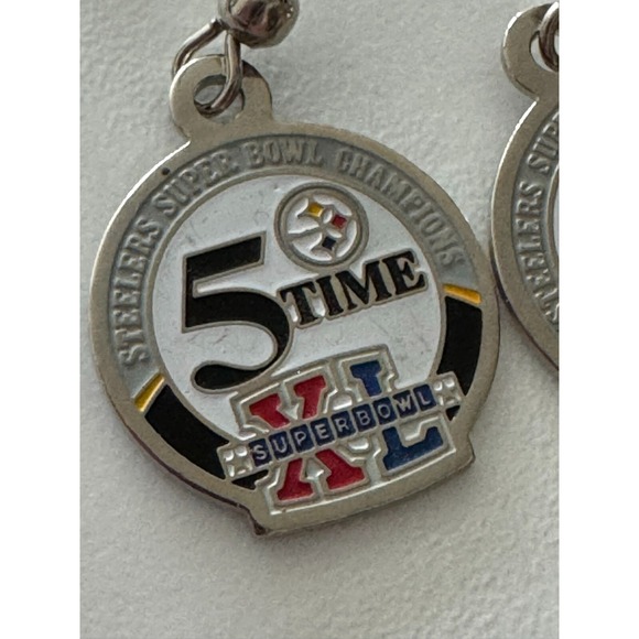 Pittsburgh Steelers 5 Time Super Bowl XL Champions Earrings Women s Dangle NFL - Picture 3 of 7